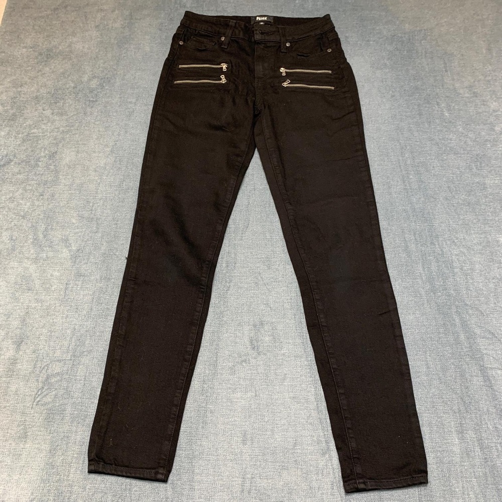 Paige Edgemont Jeans Womens 27 Black Denim Stretch Dark Wash Straight Leg Cozy